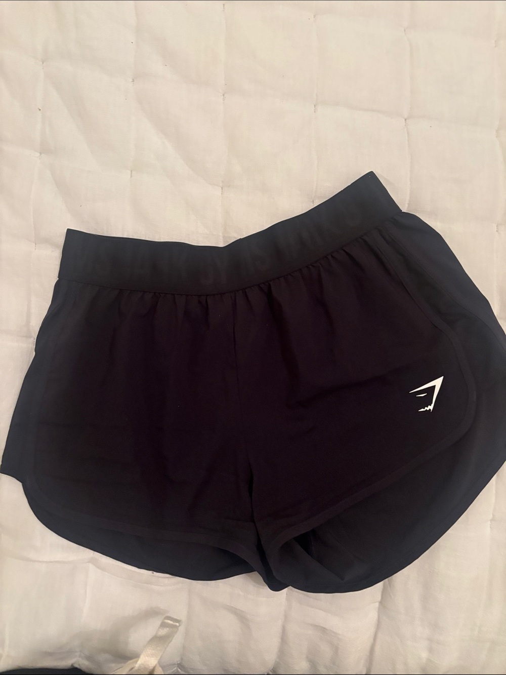 Gymshark Black Women's Athletic Shorts with White Logo
